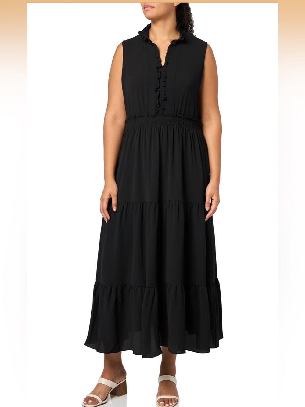 Easy Feminine Dress Versatile Smocked Waist Ruffle Neckline 18W. 1894/bb2-3